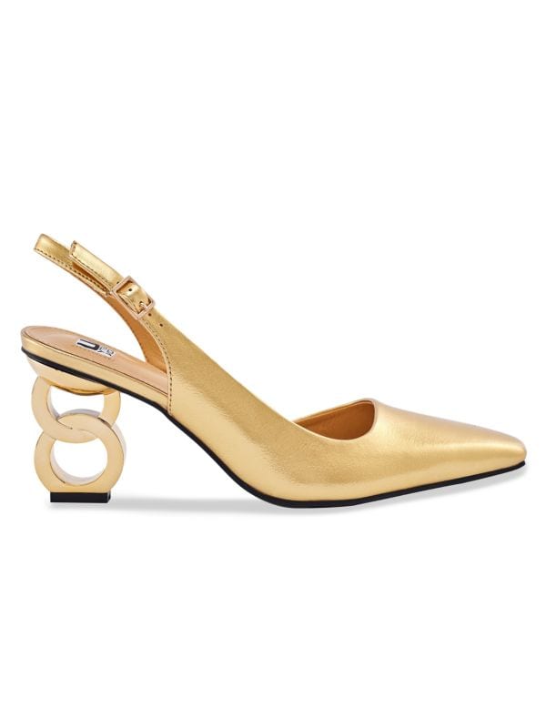 Rain Metallic Heel Slingback Pumps Ninety Union