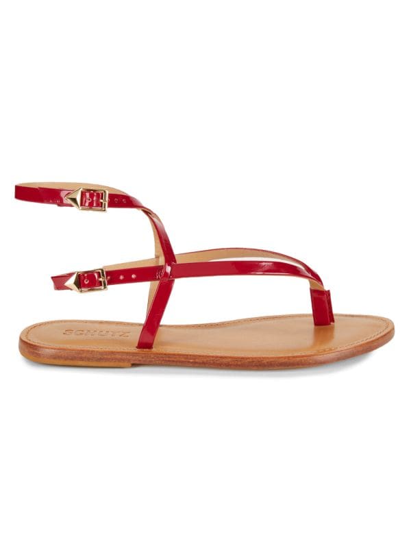 Elsie Leather Trim Flat Sandals Schutz