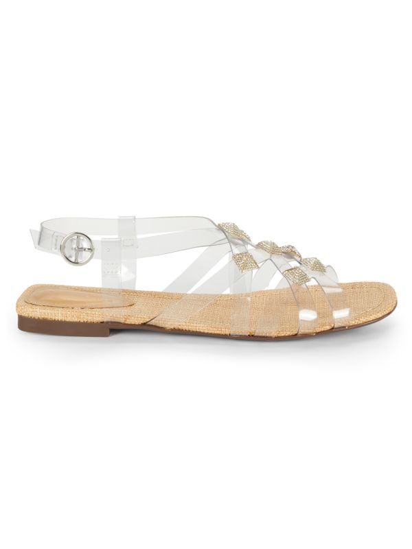 Georgia Embellished Transparent Flat Sandals Schutz