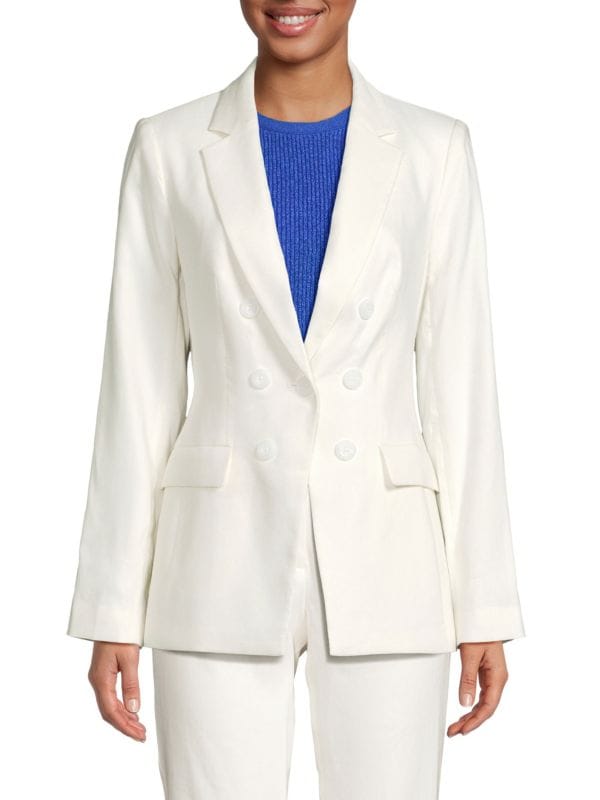 Notch Lapel Linen Blend Blazer Calvin Klein