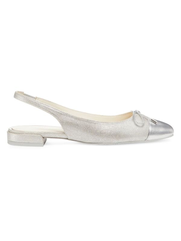 Sleek Bow Metallic Linen Slingback Flats Stuart Weitzman