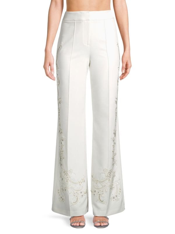 Samantha Beaded Stretch Twill Wide-Leg Pants Kobi Halperin