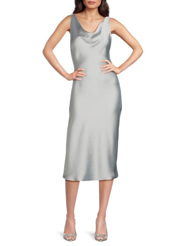 Maria Metallic Satin Midi Dress Norma Kamali