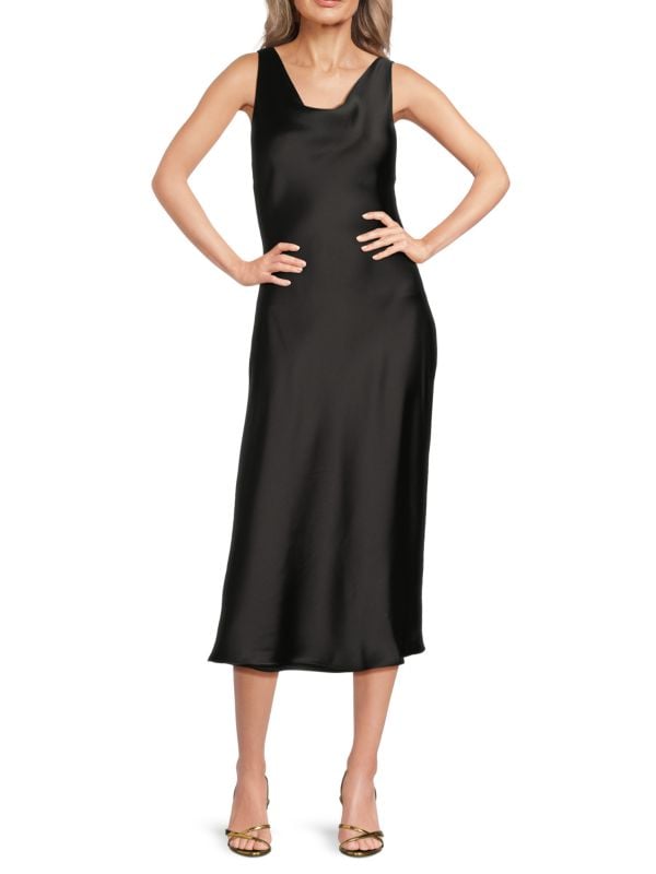 Maria Cowlneck Satin Midi-Dress Norma Kamali