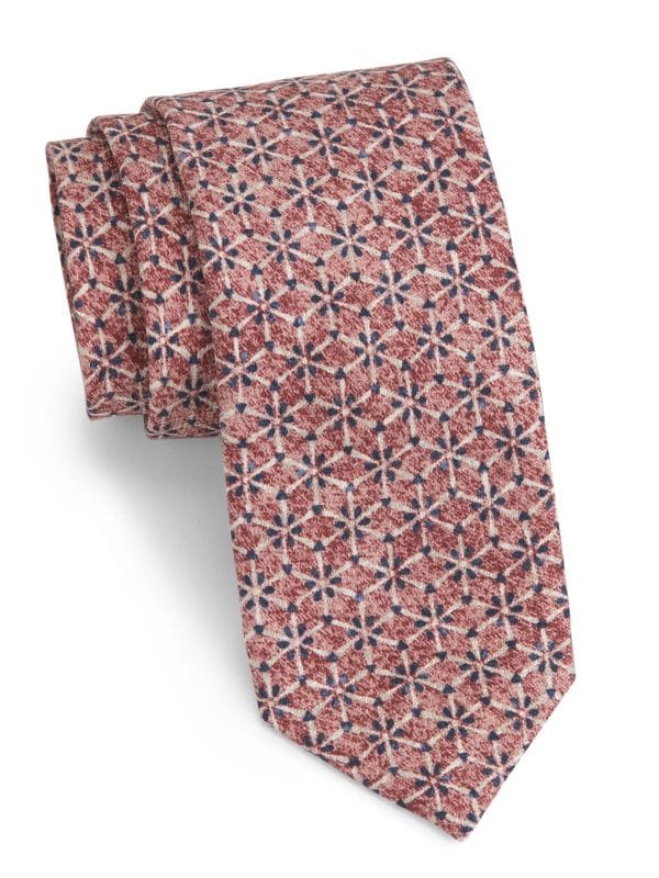 Geo Floral Silk Tie Saks Fifth Avenue