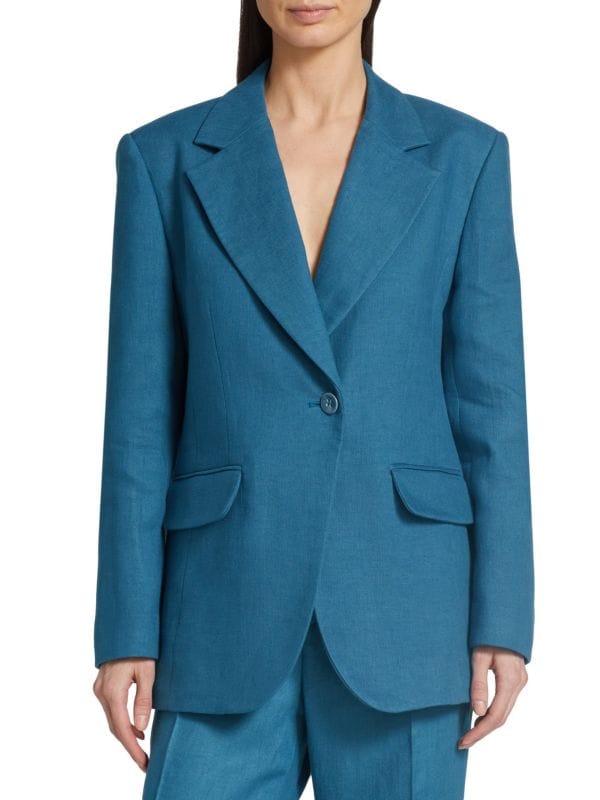 Single-Breasted Linen-Blend Blazer Chloe