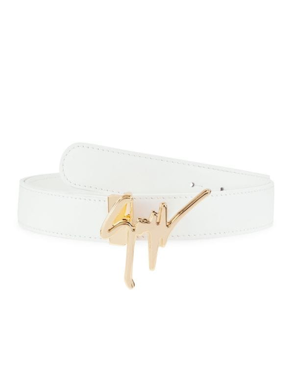 Brass Logo Leather Belt Giuseppe Zanotti