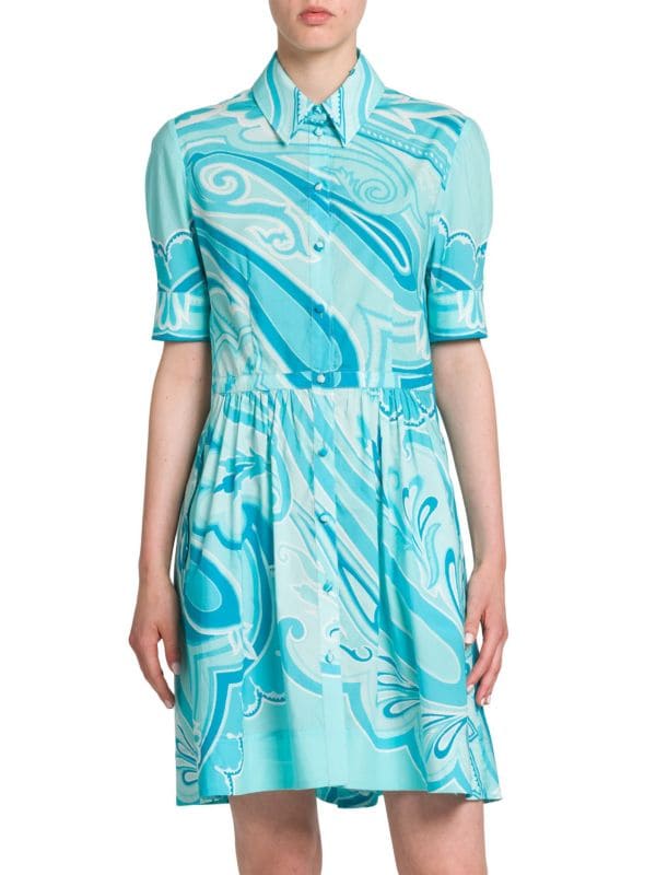 Wave Print Mini Shirtdress Etro