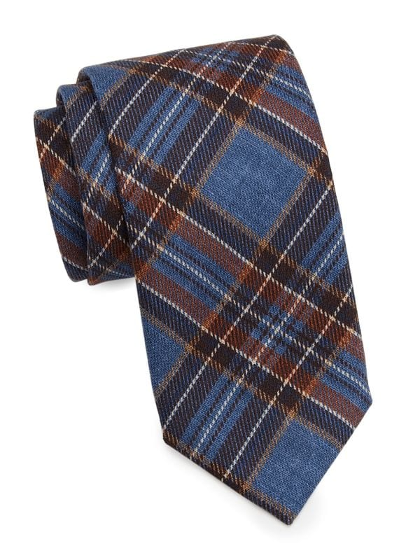 Plaid 100% Silk Tie Saks Fifth Avenue