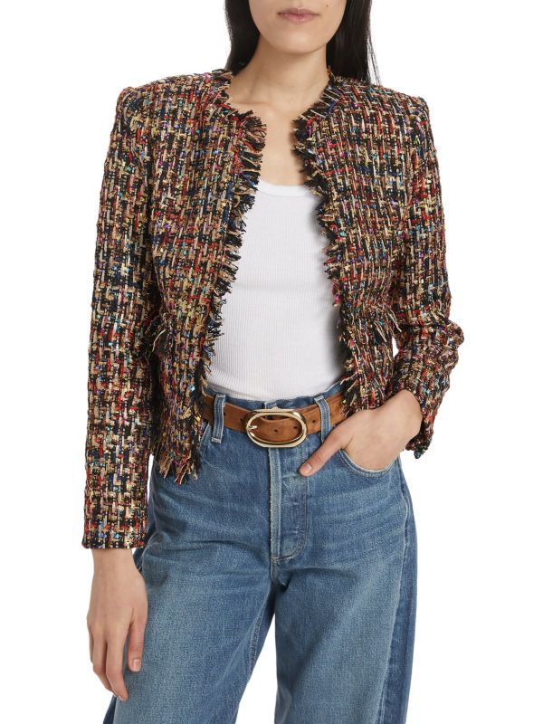 Angelina Plaid Tweed Jacket L'Agence