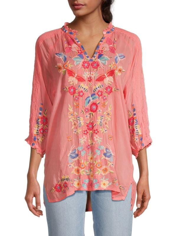 Leona Floral Embroidered Tunic Johnny Was