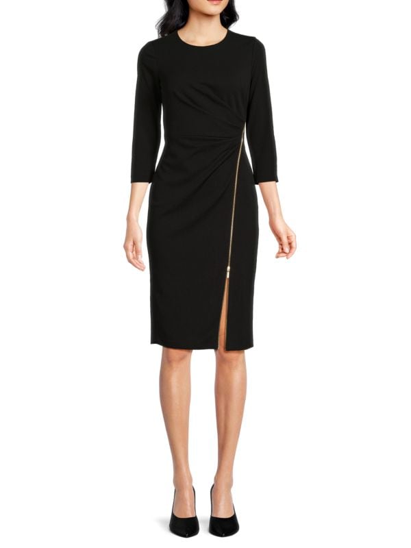 Chain Accent Knee Length Sheath Dress Calvin Klein