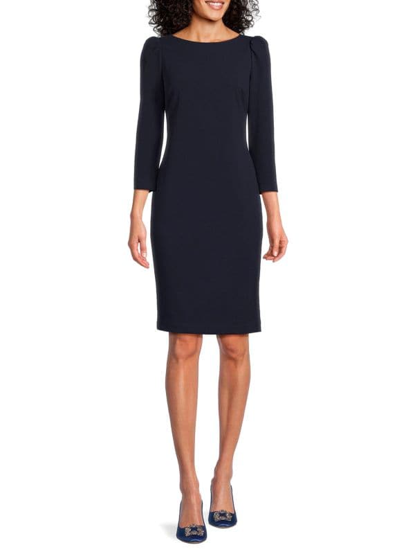 Puff Sleeve Knee Length Sheath Dress Calvin Klein