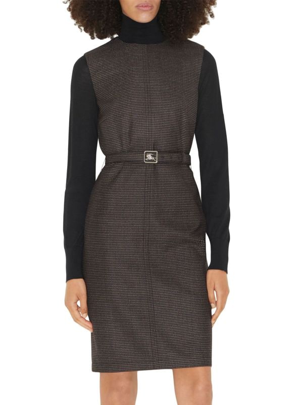 Macy Belted Wool Sheath Dress Burberry