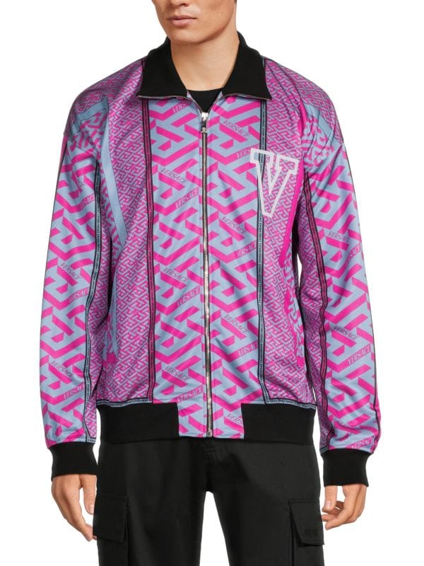 Logo La Greca Zip Up Jacket Versace