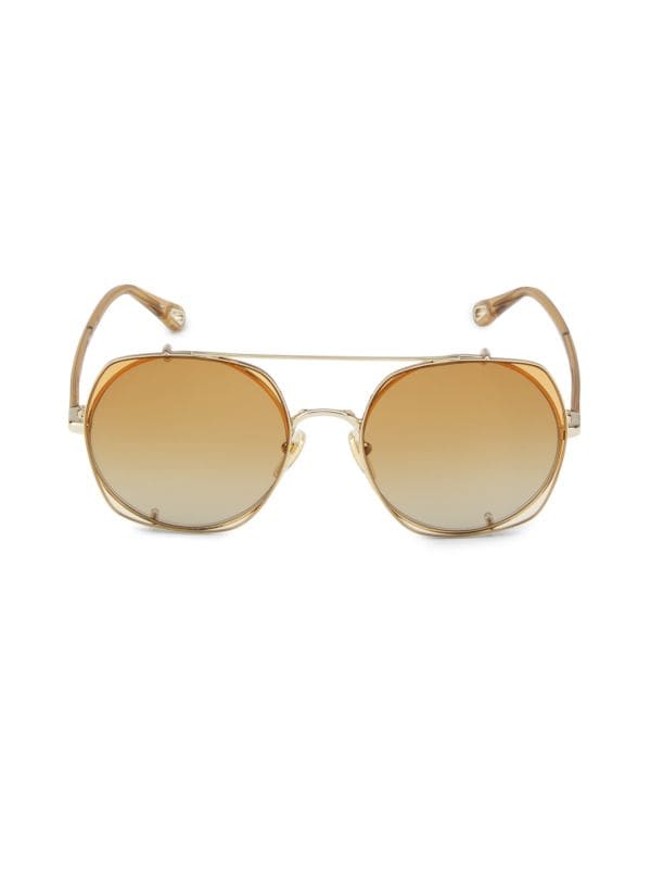 62MM Layered Round Aviator Sunglasses Chloe