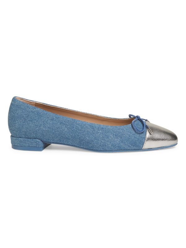 Sleek Bow Denim Flats Stuart Weitzman