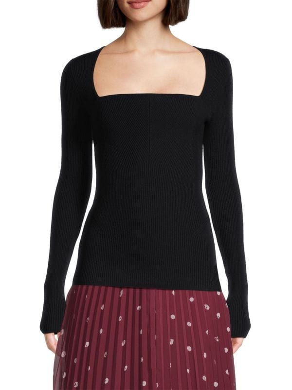 Wool Rib Knit Squareneck Top Jason Wu