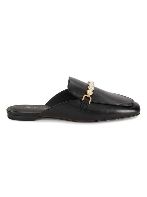 Perla Leather Flat Mules Stuart Weitzman