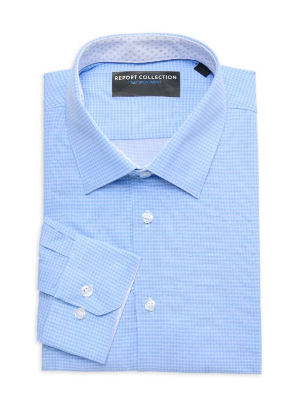 Four Way Stretch Checked Dress Shirt Report Collection