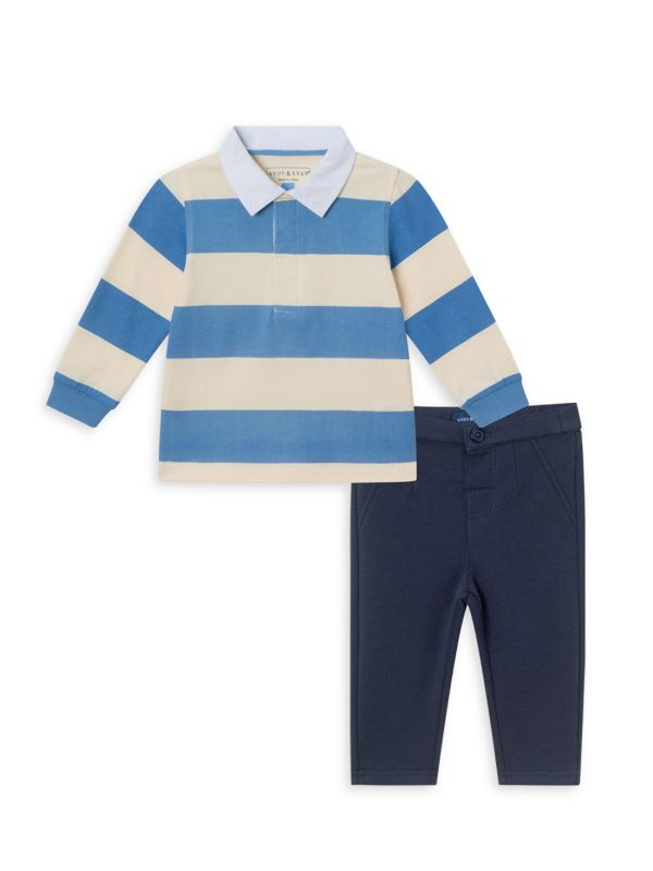 Baby Boy's 2-Piece Rugby Polo & Pique Pants Set Andy & Evan