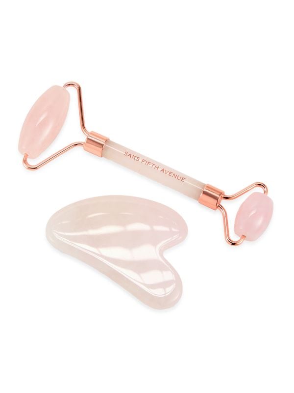 ​2-Piece Rose Quartz Roller & Gua Sha Set Saks Fifth Avenue