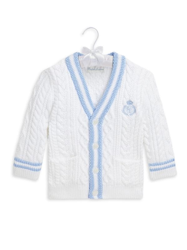 Baby Boy's Embroidered Cable-Knit Cricket Cardigan Ralph Lauren