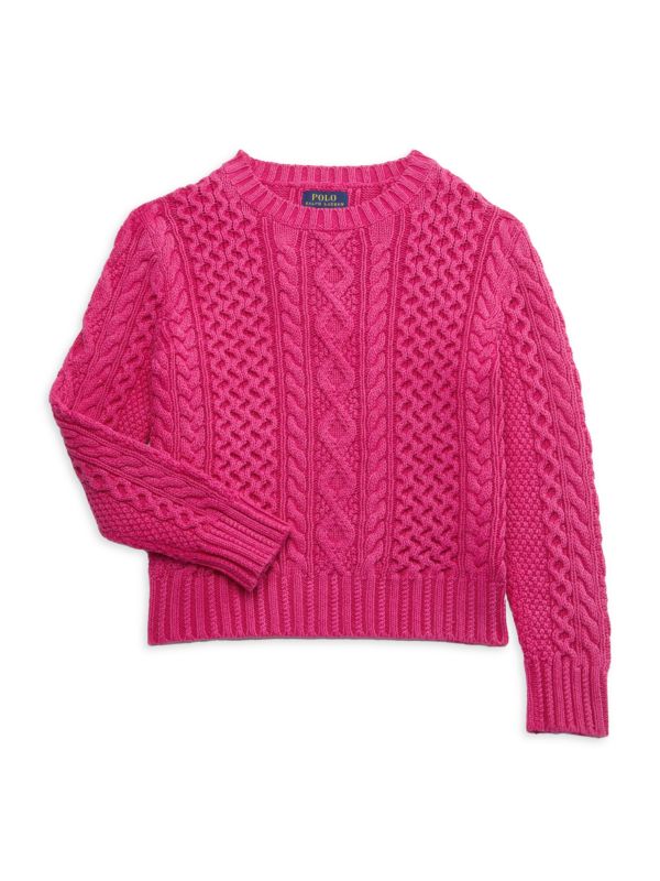 Little Girl's Cableknit Crewneck Sweater Polo Ralph Lauren