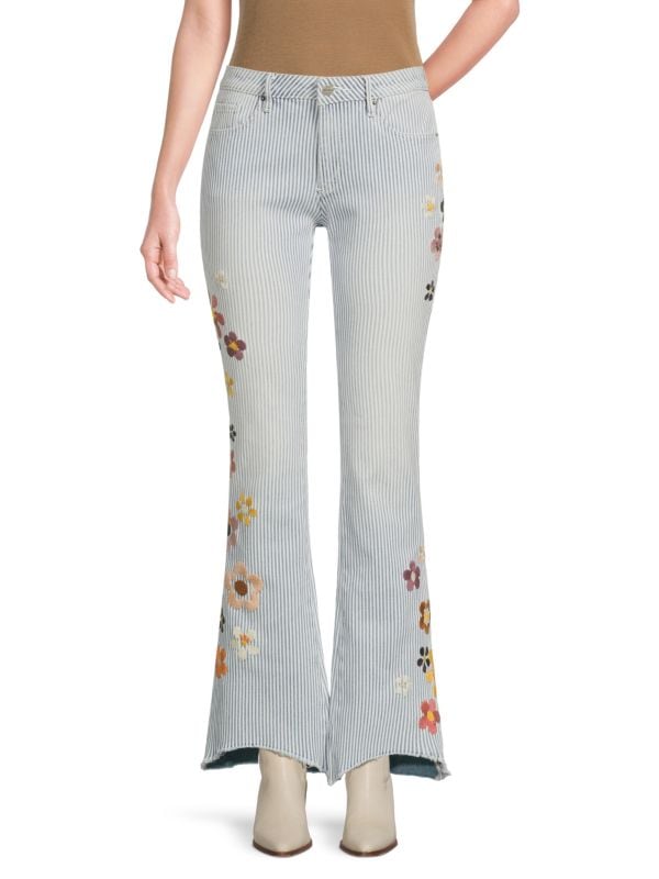 Eva Boogie Nights Striped Bootcut Jeans Driftwood