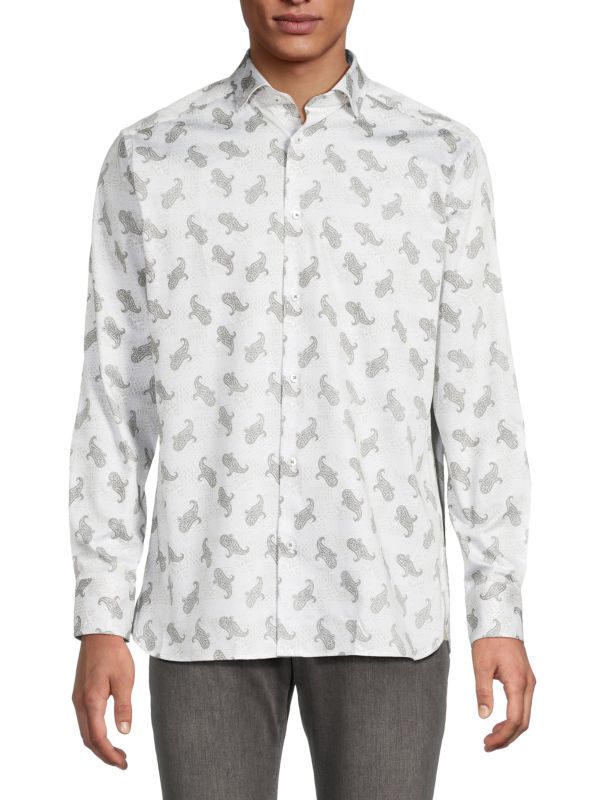 Paisley Stretch Cotton Shirt Luchiano Visconti