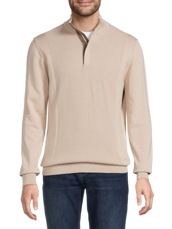 Textured Quarter Zip Pullover Luchiano Visconti