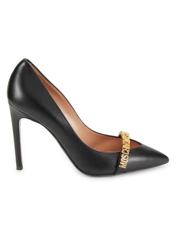 102MM Logo Leather Pumps Moschino