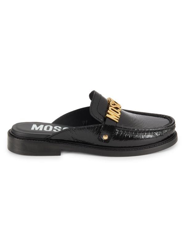 Logo Patent Leather Mules Moschino