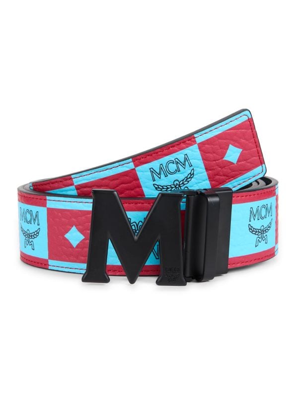 Claus Leather & Visetos Monogram Canvas Reversible Belt Mcm