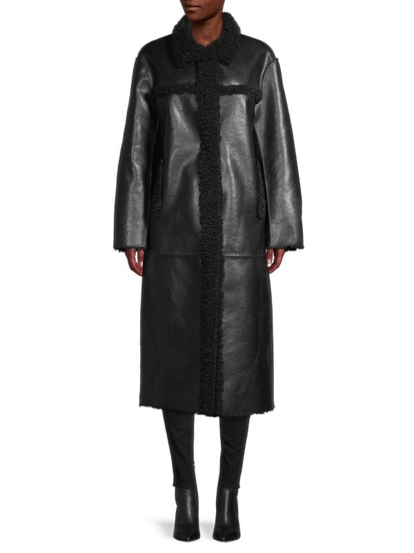 Tilly Faux Shearling & Faux Leather Car Coat Apparis