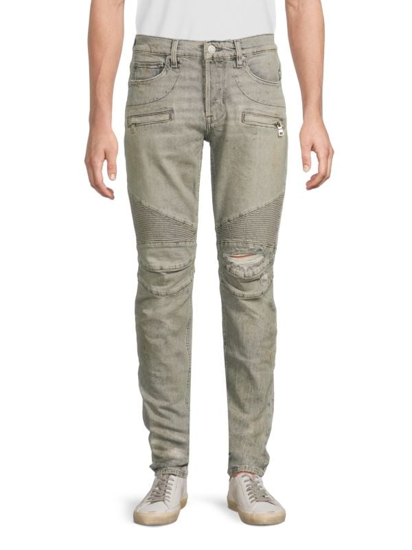 The Blinder Light-Wash Skinny Biker Jeans Hudson Jeans