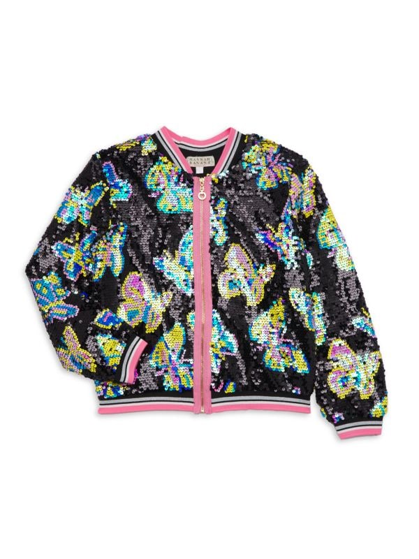 Little Girl's & Girl's Butterfly Sequin Bomber Hannah Banana