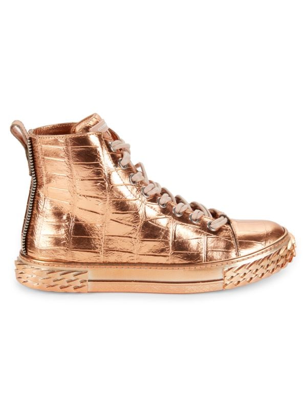 Shepperd Metallic Embossed Leather Mid Top Sneakers Giuseppe Zanotti