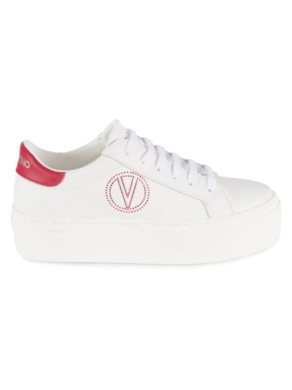 Serena Logo Leather Sneakers Valentino By Mario Valentino