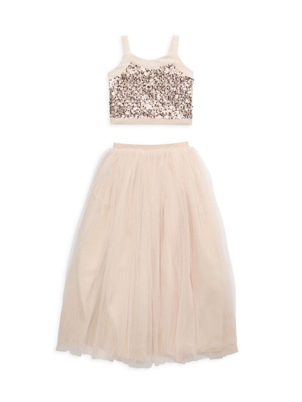 Girl's Ashley 2-Piece Sequin Top & Tulle Maxi Skirt Set Pippa & Julie