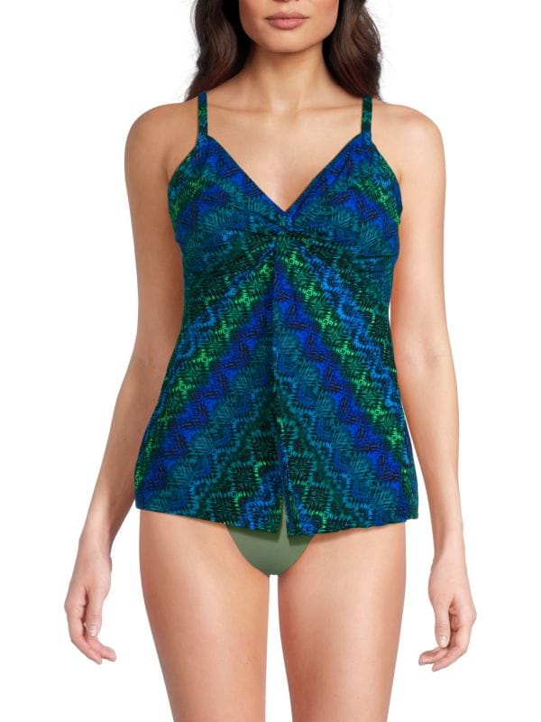 Ocean V-Neck Print Swim Top Miraclesuit