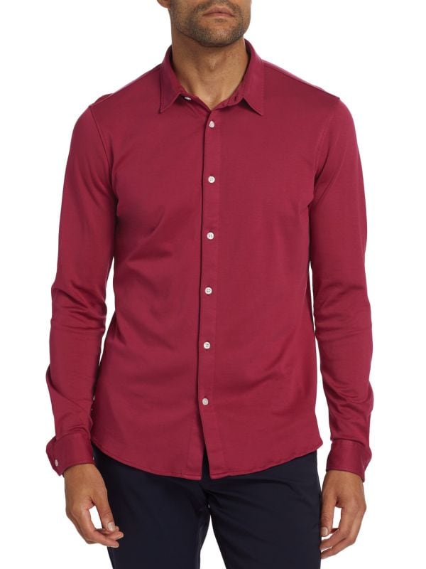 Slim-Fit Jersey Button-Front Shirt Saks Fifth Avenue