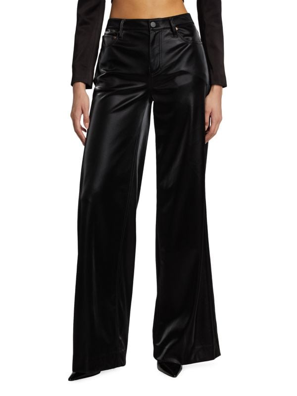 Trish Faux Leather Wide-Leg Pants Alice + Olivia