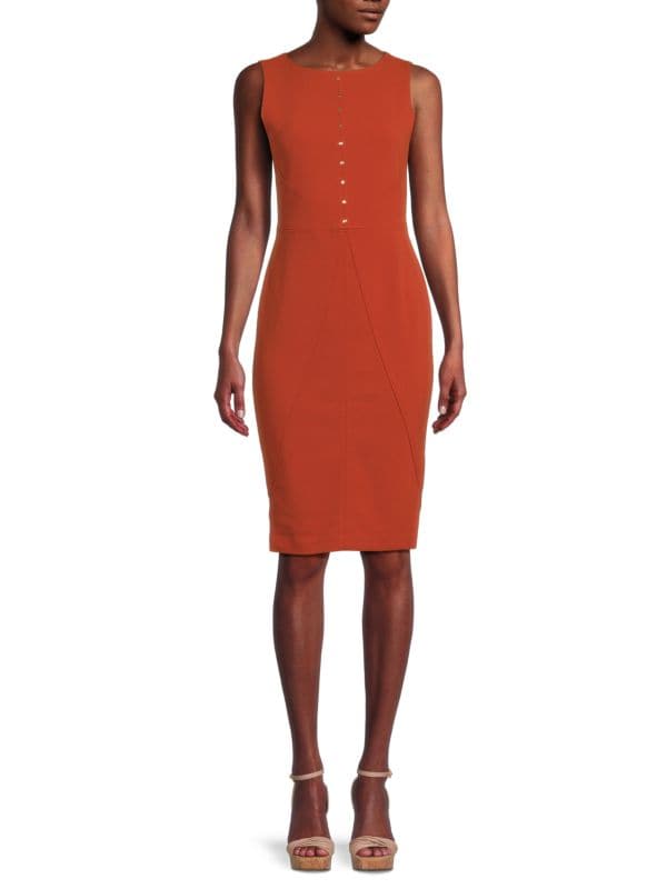 Star Seam Sheath Knee Length Dress Halston