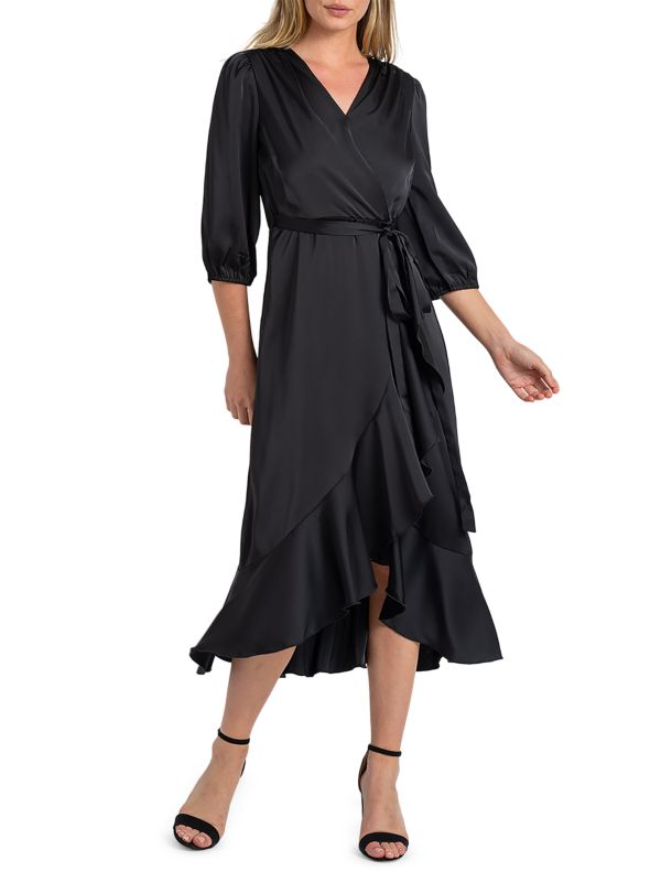 Faux Wrap Satin Midi Dress Sam Edelman