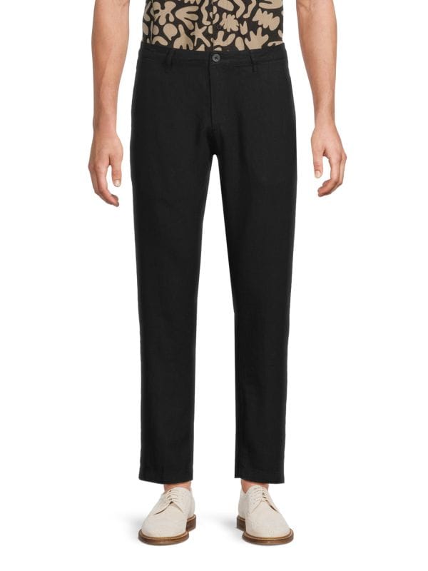 Linen-Blend Flat Front Pants Saks Fifth Avenue