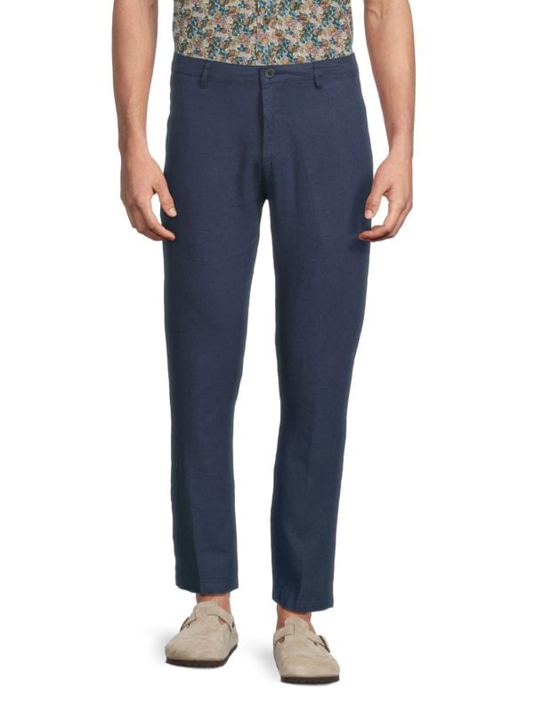 Linen-Blend Flat Front Pants Saks Fifth Avenue