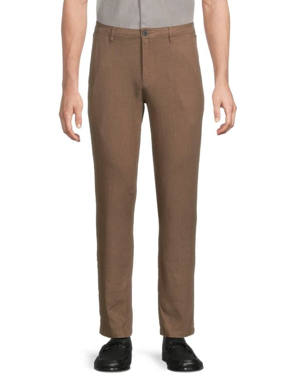 Linen-Blend Flat Front Pants Saks Fifth Avenue