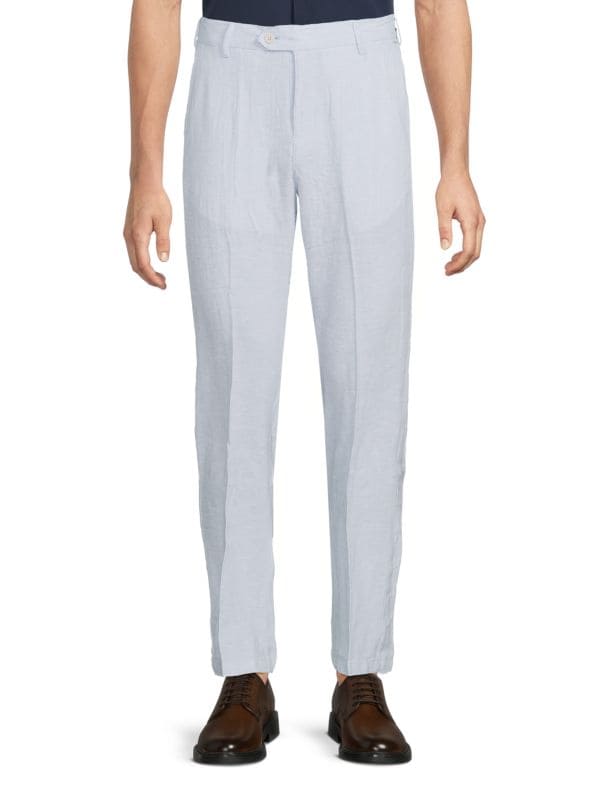 Flat Front Linen-Blend Dress Pants Saks Fifth Avenue