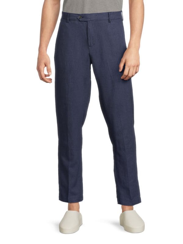 Flat Front Linen-Blend Dress Pants Saks Fifth Avenue